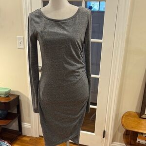 Nordstrom Leoth gray ruched dress with long sleeves.  Size M.